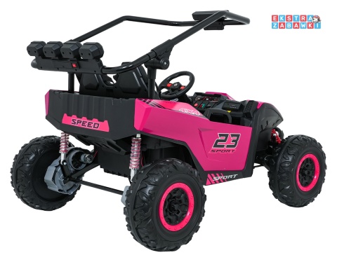 Buggy Turbo 23 na akumulator - różowy, 4x200W 24V/7Ah, pilot, dwuosobowy, EVA, LED, ekoskóra, pas [DM-109]