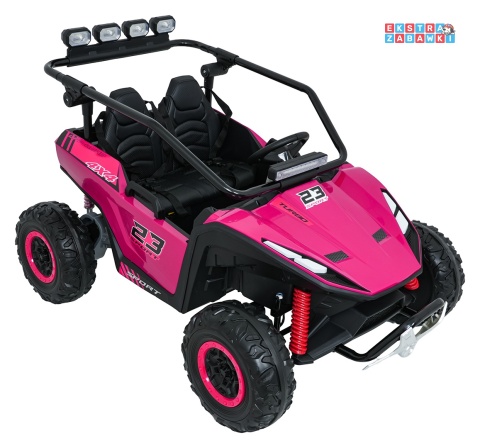 Buggy Turbo 23 na akumulator - różowy, 4x200W 24V/7Ah, pilot, dwuosobowy, EVA, LED, ekoskóra, pas [DM-109]