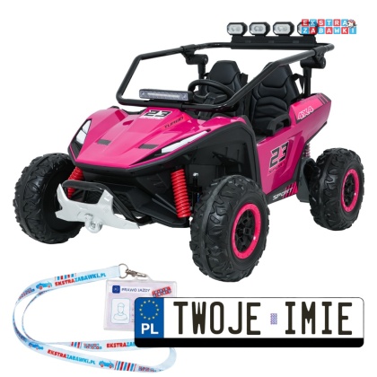 Buggy Turbo 23 na akumulator - różowy, 4x200W 24V/7Ah, pilot, dwuosobowy, EVA, LED, ekoskóra, pas [DM-109]