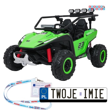 Buggy Turbo 23 na akumulator - zielony, 4x200W 24V/7Ah, pilot, dwuosobowy, EVA, LED, ekoskóra, pas [DM-109]