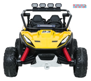 Buggy Turbo 23 na akumulator - żółty, 4x200W 24V/7Ah, pilot, dwuosobowy, EVA, LED, ekoskóra, pas [DM-109]