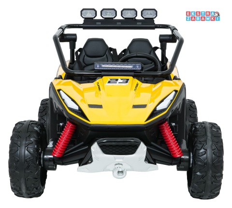Buggy Turbo 23 na akumulator - żółty, 4x200W 24V/7Ah, pilot, dwuosobowy, EVA, LED, ekoskóra, pas [DM-109]