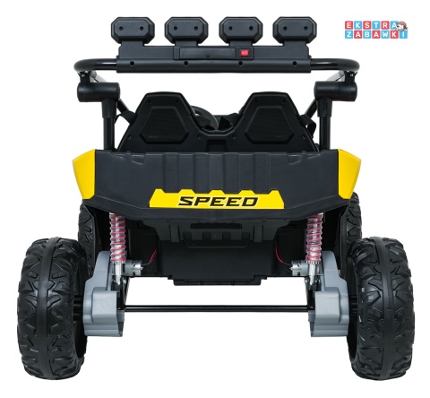 Buggy Turbo 23 na akumulator - żółty, 4x200W 24V/7Ah, pilot, dwuosobowy, EVA, LED, ekoskóra, pas [DM-109]