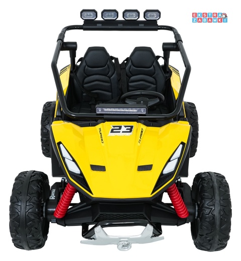 Buggy Turbo 23 na akumulator - żółty, 4x200W 24V/7Ah, pilot, dwuosobowy, EVA, LED, ekoskóra, pas [DM-109]