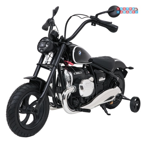 Motor BMW R18 na akumulator - czarny, 200W 24V/7Ah, silnik bezszczotkowy, koła pompowane, kółka boczne, ekoksóra, BT [SX8628]