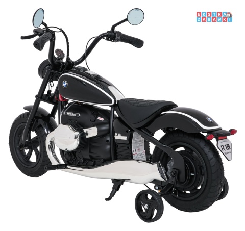 Motor BMW R18 na akumulator - czarny, 200W 24V/7Ah, silnik bezszczotkowy, koła pompowane, kółka boczne, ekoksóra, BT [SX8628]