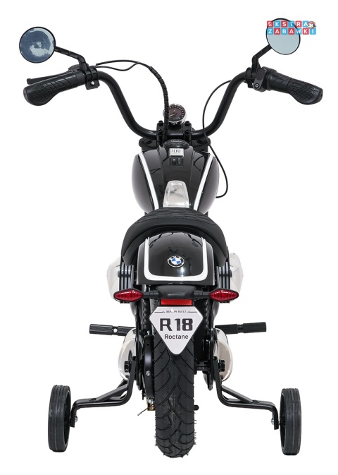 Motor BMW R18 na akumulator - czarny, 200W 24V/7Ah, silnik bezszczotkowy, koła pompowane, kółka boczne, ekoksóra, BT [SX8628]