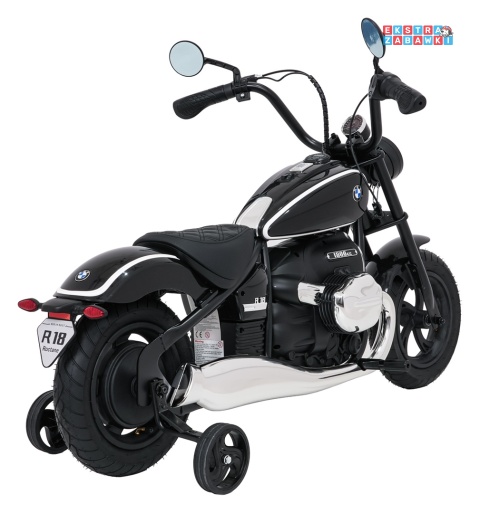 Motor BMW R18 na akumulator - czarny, 200W 24V/7Ah, silnik bezszczotkowy, koła pompowane, kółka boczne, ekoksóra, BT [SX8628]