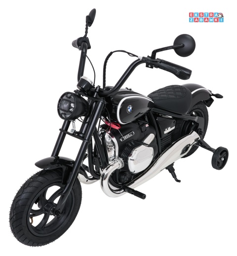 Motor BMW R18 na akumulator - czarny, 200W 24V/7Ah, silnik bezszczotkowy, koła pompowane, kółka boczne, ekoksóra, BT [SX8628]