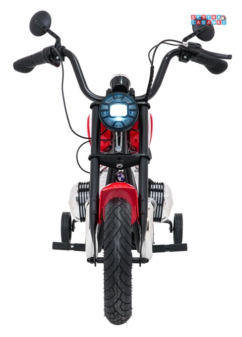 Motor BMW R18 na akumulator - czerwony, 200W 24V/7Ah, silnik bezszczotkowy, koła pompowane, kółka boczne, ekoksóra, BT [SX8628]