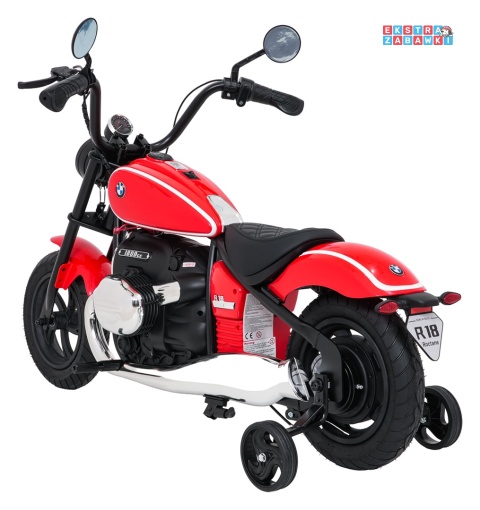 Motor BMW R18 na akumulator - czerwony, 200W 24V/7Ah, silnik bezszczotkowy, koła pompowane, kółka boczne, ekoksóra, BT [SX8628]