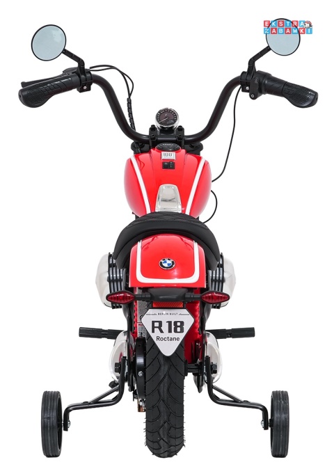 Motor BMW R18 na akumulator - czerwony, 200W 24V/7Ah, silnik bezszczotkowy, koła pompowane, kółka boczne, ekoksóra, BT [SX8628]