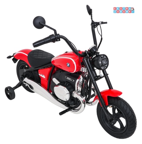 Motor BMW R18 na akumulator - czerwony, 200W 24V/7Ah, silnik bezszczotkowy, koła pompowane, kółka boczne, ekoksóra, BT [SX8628]