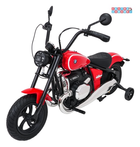 Motor BMW R18 na akumulator - czerwony, 200W 24V/7Ah, silnik bezszczotkowy, koła pompowane, kółka boczne, ekoksóra, BT [SX8628]