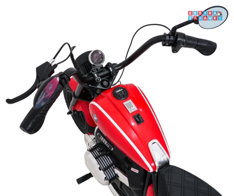 Motor BMW R18 na akumulator - czerwony, 200W 24V/7Ah, silnik bezszczotkowy, koła pompowane, kółka boczne, ekoksóra, BT [SX8628]