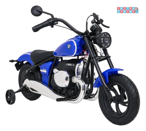 Motor BMW R18 na akumulator - niebieski, 200W 24V/7Ah, silnik bezszczotkowy, koła pompowane, kółka boczne, ekoksóra, BT [SX8628]