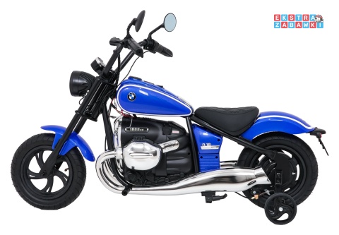 Motor BMW R18 na akumulator - niebieski, 200W 24V/7Ah, silnik bezszczotkowy, koła pompowane, kółka boczne, ekoksóra, BT [SX8628]