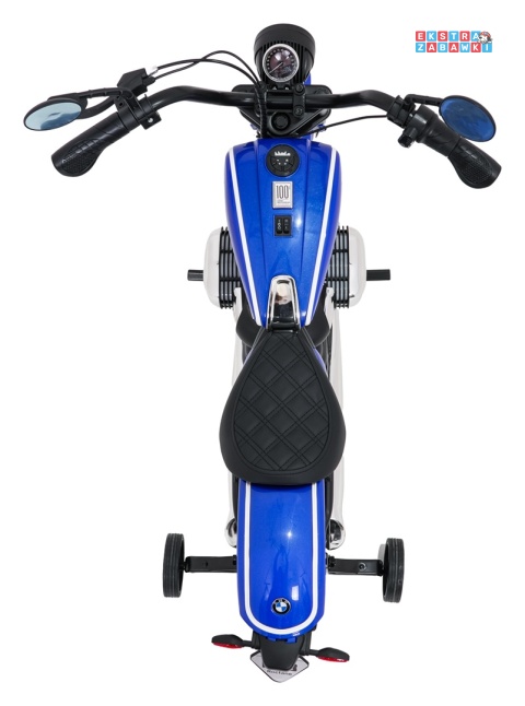 Motor BMW R18 na akumulator - niebieski, 200W 24V/7Ah, silnik bezszczotkowy, koła pompowane, kółka boczne, ekoksóra, BT [SX8628]