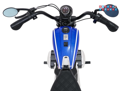 Motor BMW R18 na akumulator - niebieski, 200W 24V/7Ah, silnik bezszczotkowy, koła pompowane, kółka boczne, ekoksóra, BT [SX8628]