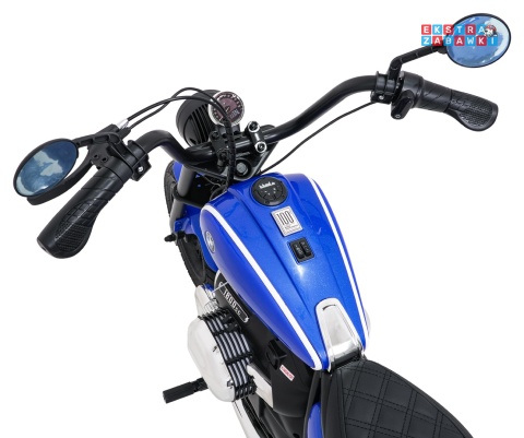 Motor BMW R18 na akumulator - niebieski, 200W 24V/7Ah, silnik bezszczotkowy, koła pompowane, kółka boczne, ekoksóra, BT [SX8628]