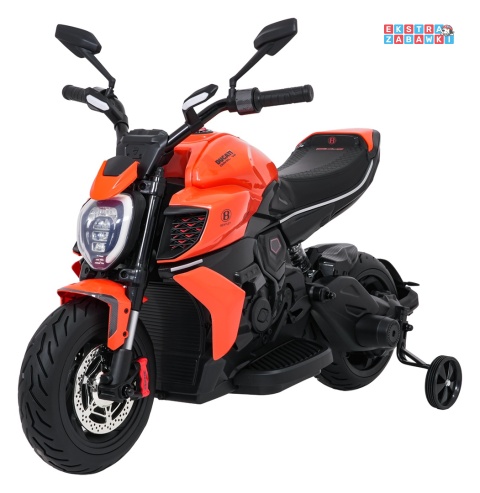 Motor Ducati Diavel x Bentley na akumulator - pomarańczowy, 2x35W 12V/7Ah, EVA, wolny start, boczne kółka, do 30 kg [XMX-656]
