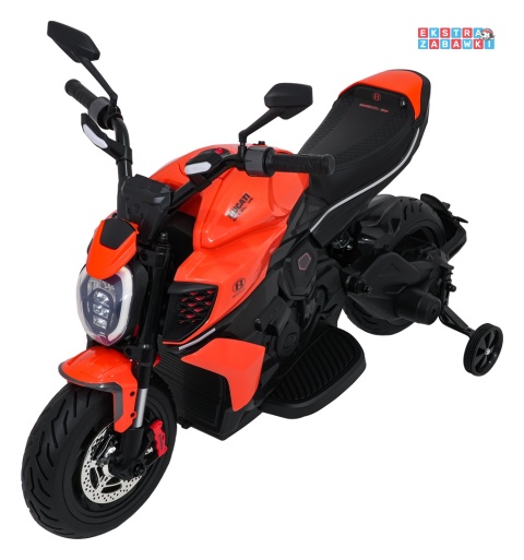 Motor Ducati Diavel x Bentley na akumulator - pomarańczowy, 2x35W 12V/7Ah, EVA, wolny start, boczne kółka, do 30 kg [XMX-656]