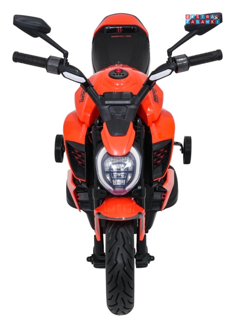 Motor Ducati Diavel x Bentley na akumulator - pomarańczowy, 2x35W 12V/7Ah, EVA, wolny start, boczne kółka, do 30 kg [XMX-656]