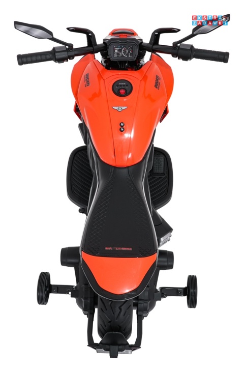 Motor Ducati Diavel x Bentley na akumulator - pomarańczowy, 2x35W 12V/7Ah, EVA, wolny start, boczne kółka, do 30 kg [XMX-656]