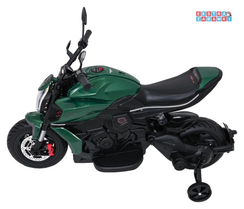 Motor Ducati Diavel x Bentley na akumulator - zielony, 2x35W 12V/7Ah, EVA, wolny start, LED, boczne kółka, do 30 kg [XMX-656]