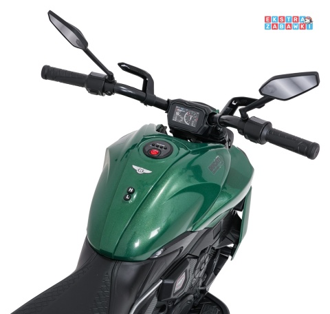 Motor Ducati Diavel x Bentley na akumulator - zielony, 2x35W 12V/7Ah, EVA, wolny start, LED, boczne kółka, do 30 kg [XMX-656]