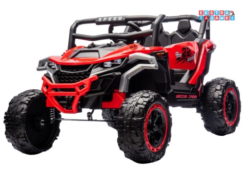 Buggy M1 na akumulator M1 - czerwony, 4x45W 12V/7Ah, pilot, EVA, ekoskóra, pas, LED, panel muzyczny z BT [27003]