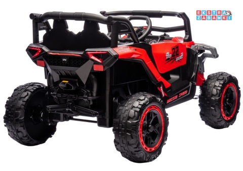 Buggy M1 na akumulator M1 - czerwony, 4x45W 12V/7Ah, pilot, EVA, ekoskóra, pas, LED, panel muzyczny z BT [27003]