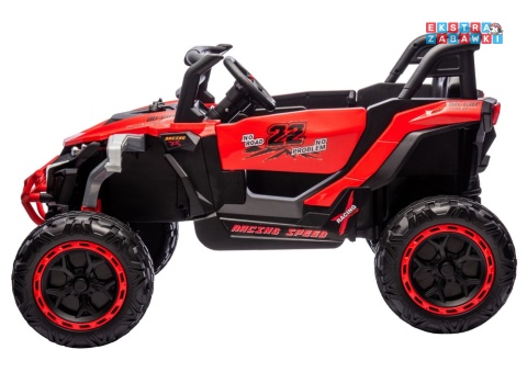 Buggy M1 na akumulator M1 - czerwony, 4x45W 12V/7Ah, pilot, EVA, ekoskóra, pas, LED, panel muzyczny z BT [27003]