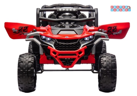 Buggy M1 na akumulator M1 - czerwony, 4x45W 12V/7Ah, pilot, EVA, ekoskóra, pas, LED, panel muzyczny z BT [27003]