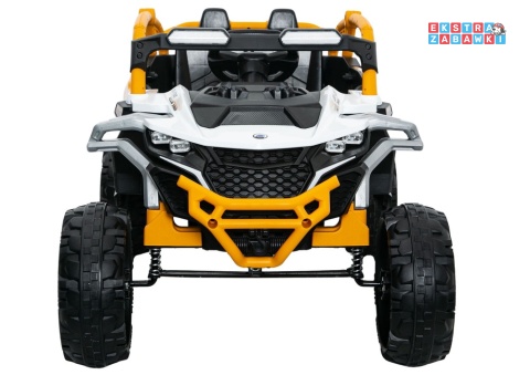 Buggy M3 na akumulator - żółty, 4x45W 12V/7Ah, pilot, EVA, ekoskóra, pas, LED, panel muzyczny z BT [27007]