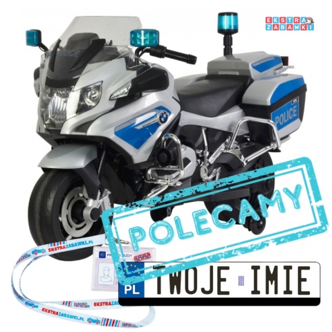 Policyjny motorek BMW R1200RT na akumulator - srebrny, 12V/7Ah, koguty, dźwięki, LED, EVA [PA.212]