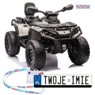 Quad Can Am Outlander CA005 na akumulator - szary, 4x200W 24V/7Ah, do 8 km/h, EVA, ekoskóra, LED, pane muzyczny z BT [25029]