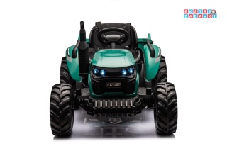 Traktor HC-306 z przyczepą na akumulator - ciemny zielony, 2x95W 24V/7Ah, pilot, EVA, pas, Bluetooth, hamulec auto [25072]