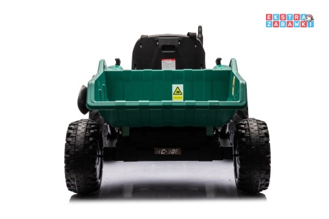 Traktor HC-306 z przyczepą na akumulator - ciemny zielony, 2x95W 24V/7Ah, pilot, EVA, pas, Bluetooth, hamulec auto [25072]