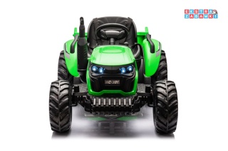 Traktor HC-306 z przyczepą na akumulator - jasny zielony, 2x95W 24V/7Ah, pilot, EVA, pas, Bluetooth, hamulec auto [25073]
