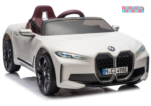 BMW i4 JE1009 na akumulator - biały, 4x45W 12V/7Ah, pilot, EVA, ekoskóra, pas, LED, BT [29010]