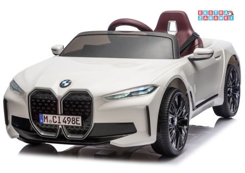 BMW i4 JE1009 na akumulator - biały, 4x45W 12V/7Ah, pilot, EVA, ekoskóra, pas, LED, BT [29010]