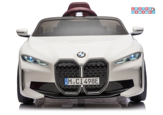 BMW i4 JE1009 na akumulator - biały, 4x45W 12V/7Ah, pilot, EVA, ekoskóra, pas, LED, BT [29010]