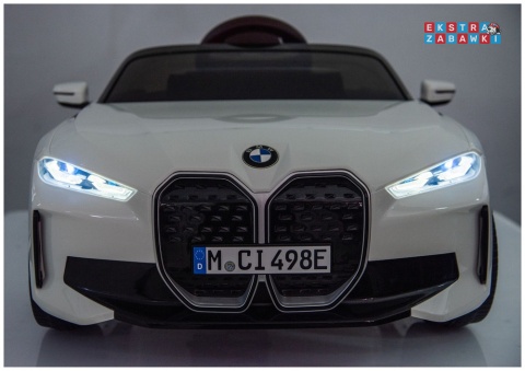 BMW i4 JE1009 na akumulator - biały, 4x45W 12V/7Ah, pilot, EVA, ekoskóra, pas, LED, BT [29010]