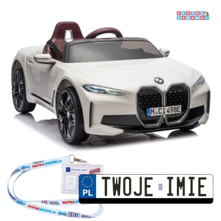 BMW i4 JE1009 na akumulator - biały, 4x45W 12V/7Ah, pilot, EVA, ekoskóra, pas, LED, BT [29010]