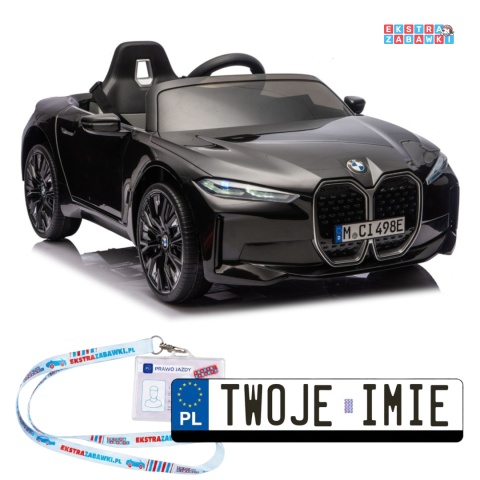 BMW i4 JE1009 na akumulator - czarny, 4x45W 12V/7Ah, pilot, EVA, ekoskóra, pas, LED, BT [29011]