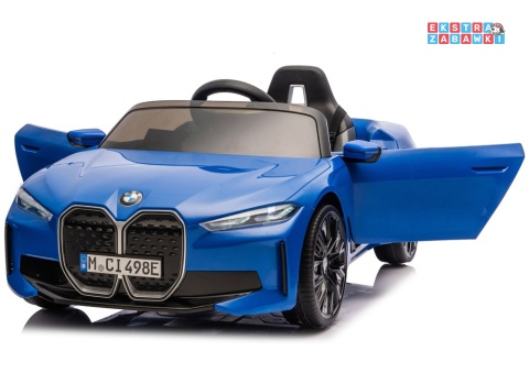 BMW i4 JE1009 na akumulator - niebieski, 4x45W 12V/7Ah, pilot, EVA, ekoskóra, pas, LED, BT [29013]