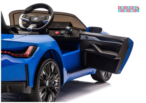 BMW i4 JE1009 na akumulator - niebieski, 4x45W 12V/7Ah, pilot, EVA, ekoskóra, pas, LED, BT [29013]