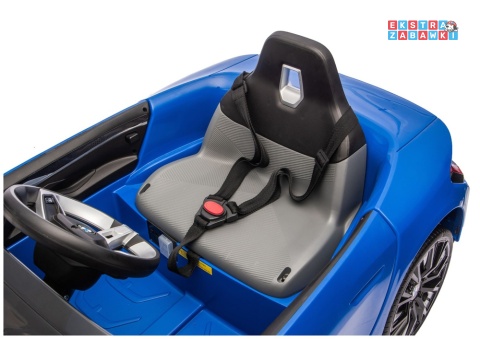 BMW i4 JE1009 na akumulator - niebieski, 4x45W 12V/7Ah, pilot, EVA, ekoskóra, pas, LED, BT [29013]
