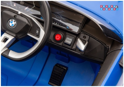 BMW i4 JE1009 na akumulator - niebieski, 4x45W 12V/7Ah, pilot, EVA, ekoskóra, pas, LED, BT [29013]